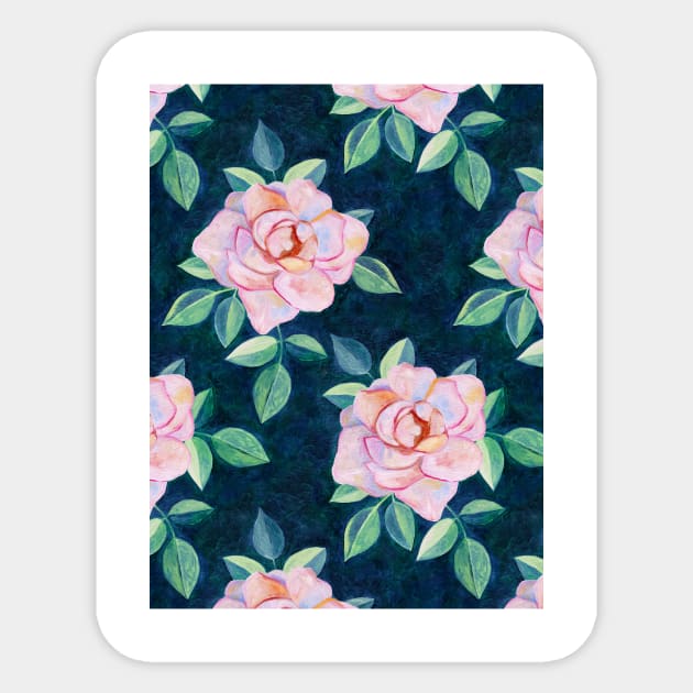 Simple Pink Rose Oil Painting Pattern Sticker by micklyn